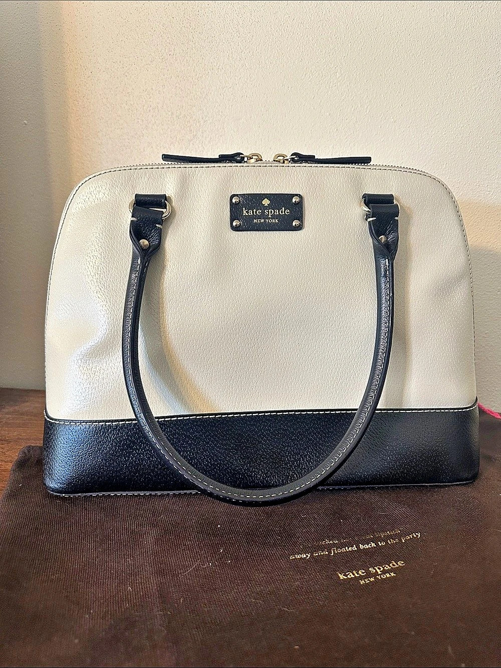 Kate Spade Color Block Satchel in White & Black Like New